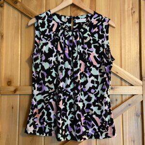 Calvin Klein Womens Multi Color Stretchy Blouse Sleeveless Size Large